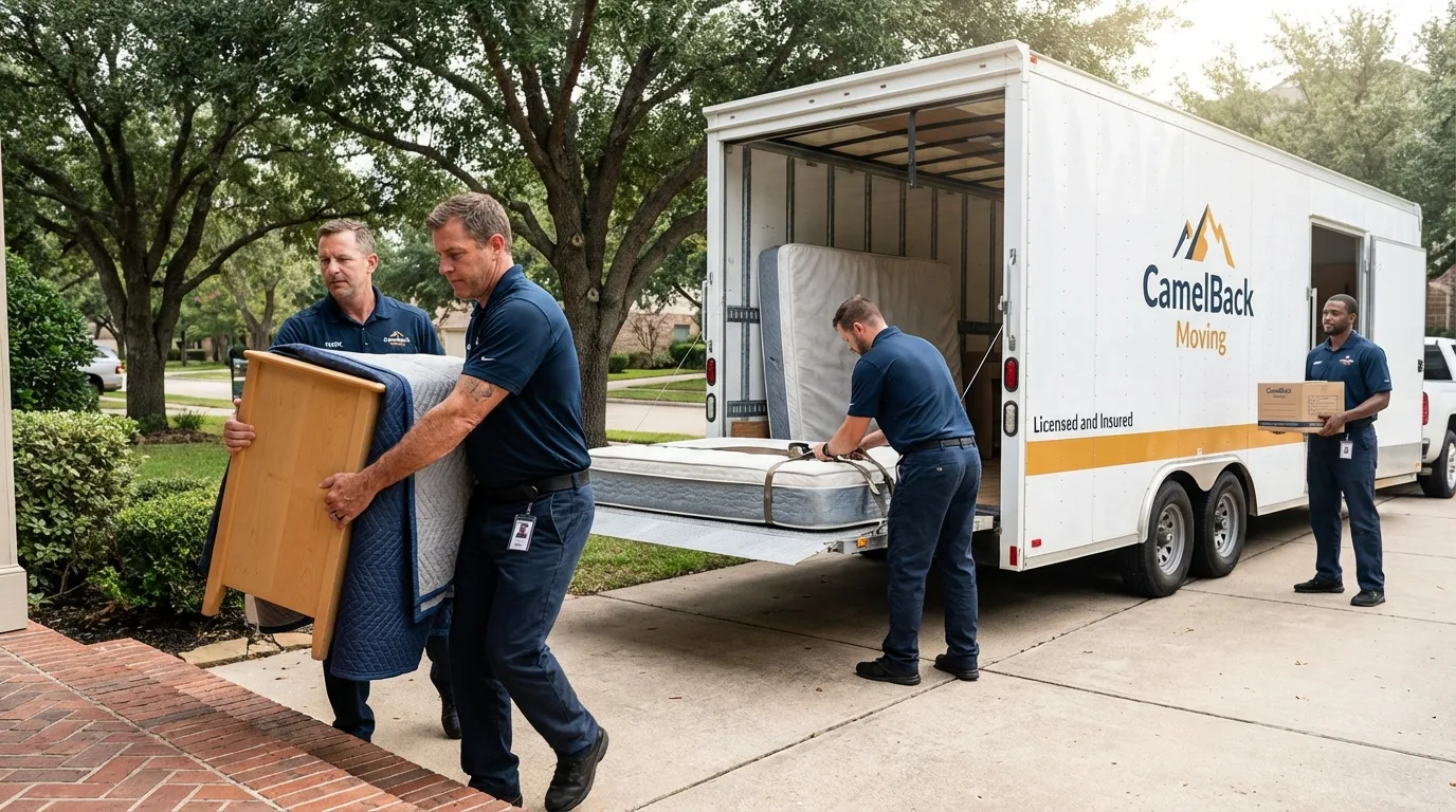 Crew loading residential truck for cross-state move from Pomeroy, WA