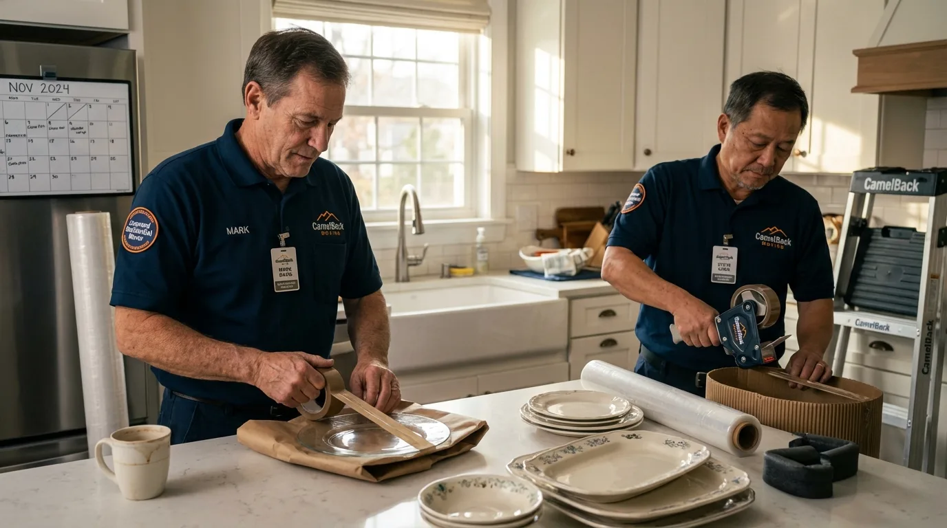 Professional crew packing kitchen dishware in Pomeroy, WA